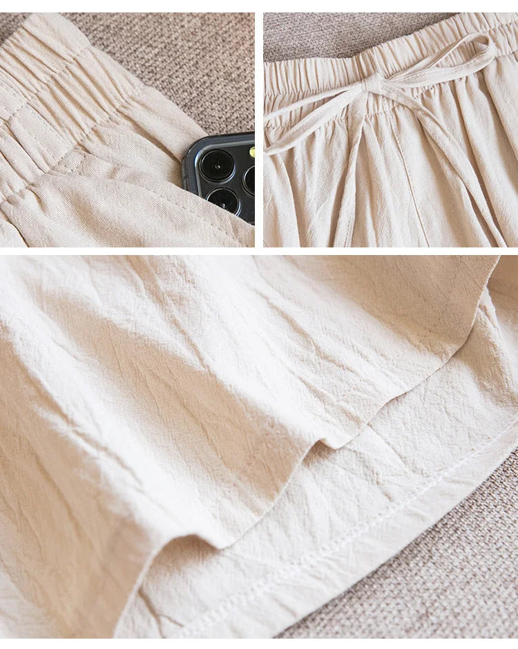 2026 Women Cotton Shorts Summer Casual Solid Two Pockets Shorts High Waist Loose Shorts for Girls Soft Cool Female Shorts