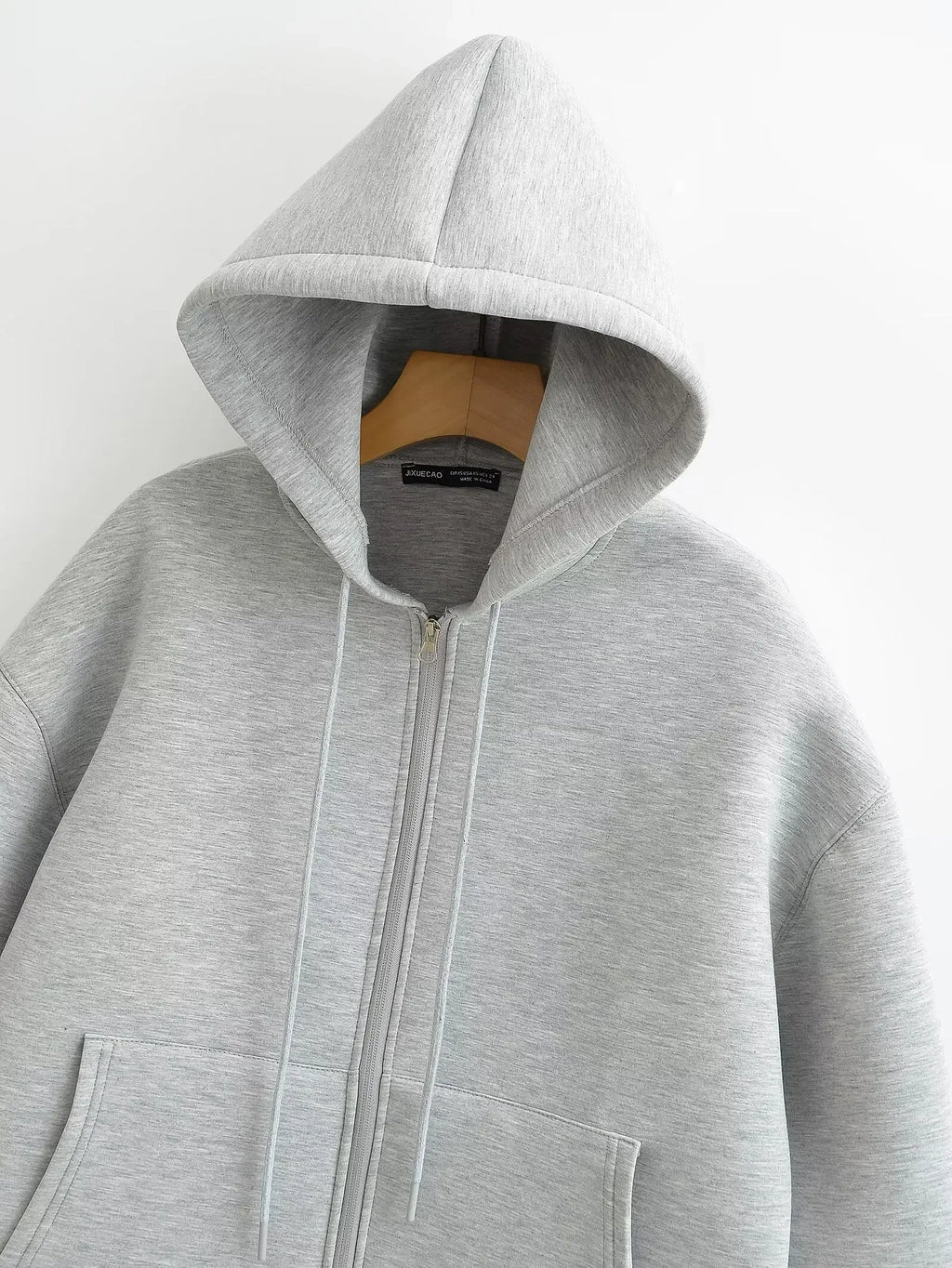 HH Autumn Women Casual Hooded Jacket Loose Oversize Zipper Hoodie Sweatshirts Solid Coat Office Lady Chic Outwear Tops