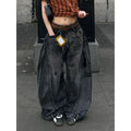 Black Jeans Women Vintage High Waisted Cargo Jeans Straight 2026 Summer Casual Loose Big Size Wide Leg Denim Baggy Pants