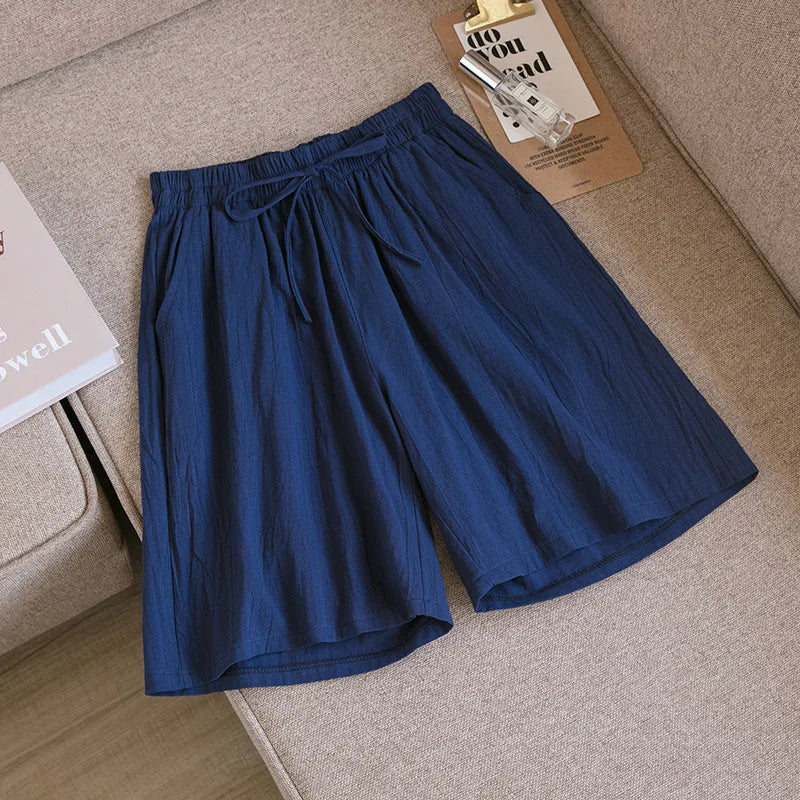 2026 Women Cotton Shorts Summer Casual Solid Two Pockets Shorts High Waist Loose Shorts for Girls Soft Cool Female Shorts