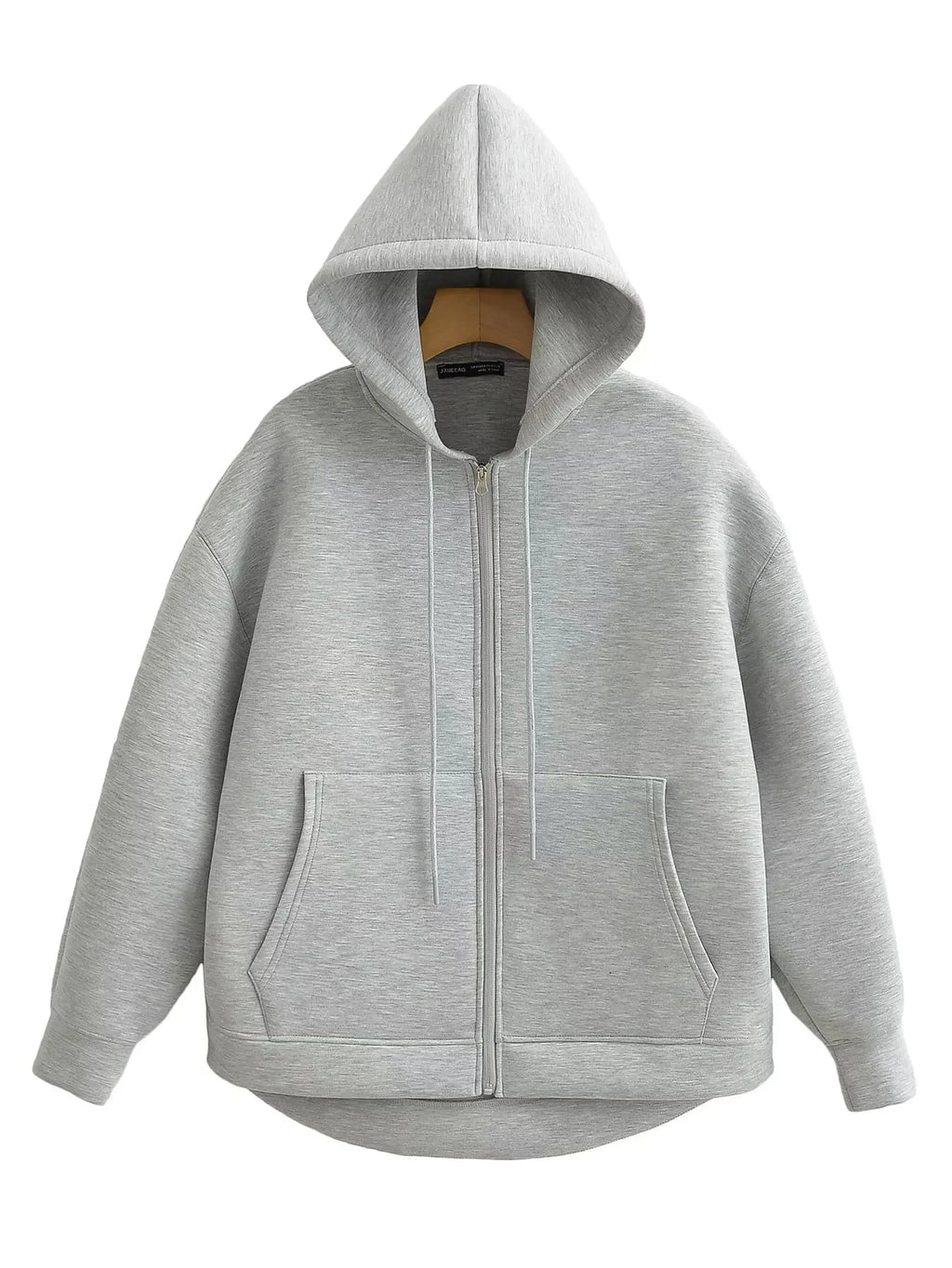 HH Autumn Women Casual Hooded Jacket Loose Oversize Zipper Hoodie Sweatshirts Solid Coat Office Lady Chic Outwear Tops