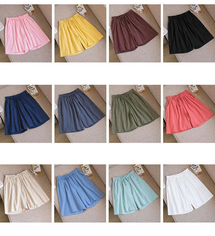 2026 Women Cotton Shorts Summer Casual Solid Two Pockets Shorts High Waist Loose Shorts for Girls Soft Cool Female Shorts