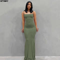 Elegant floor-length dress with a sleek, body-hugging fit — perfect for evening wear and special occasions.