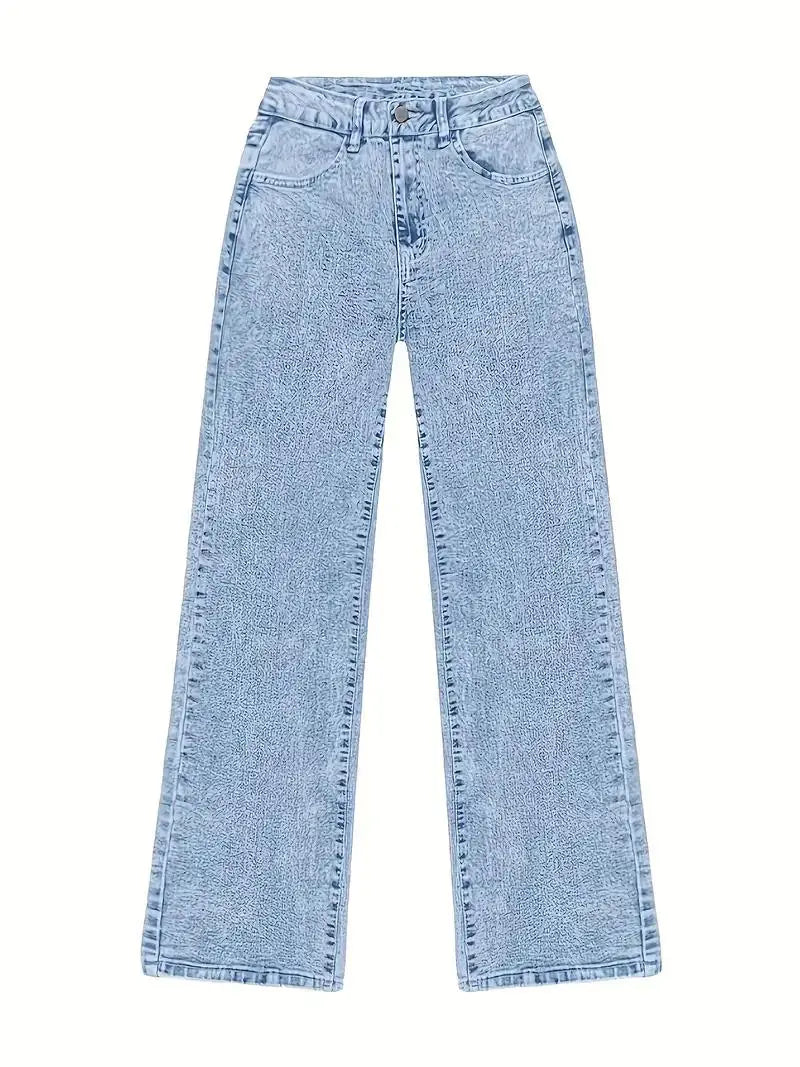 2026 New American Fashion Women's Loose Casual Wide Leg Straight Denim Jeans Baggy Streetwear Pants All Season Trousers