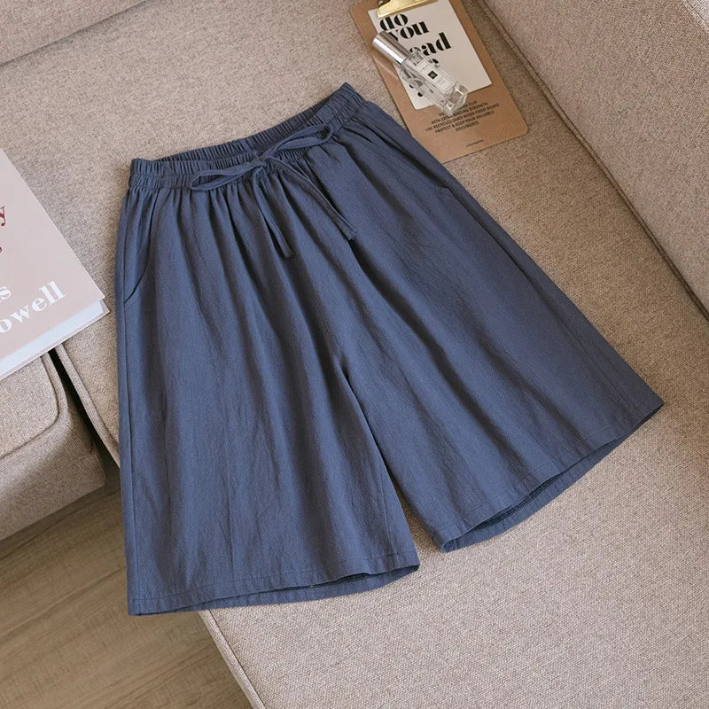 2026 Women Cotton Shorts Summer Casual Solid Two Pockets Shorts High Waist Loose Shorts for Girls Soft Cool Female Shorts