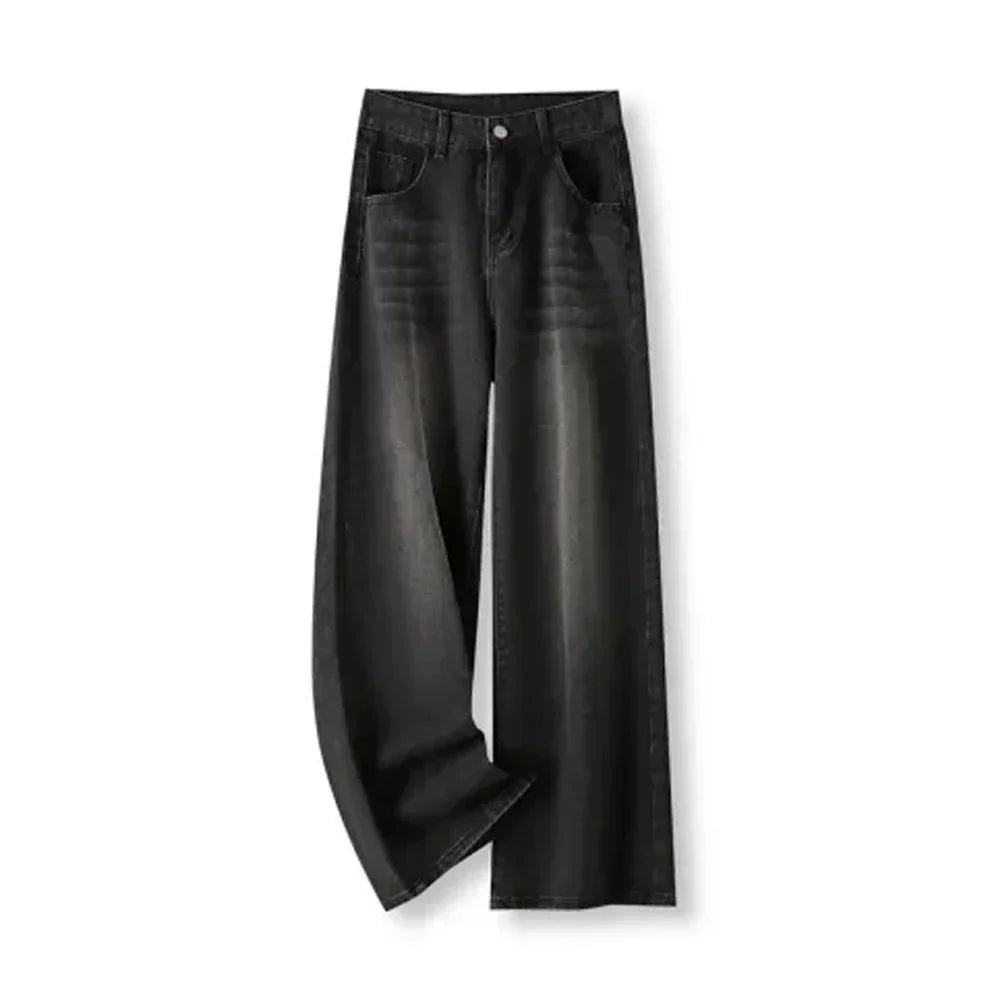 High-Waisted Slimming Jeans for Women Loose-Fit Straight-Leg Bell Bottoms Plus-Size Denim Trousers Pear-Shaped Body Type