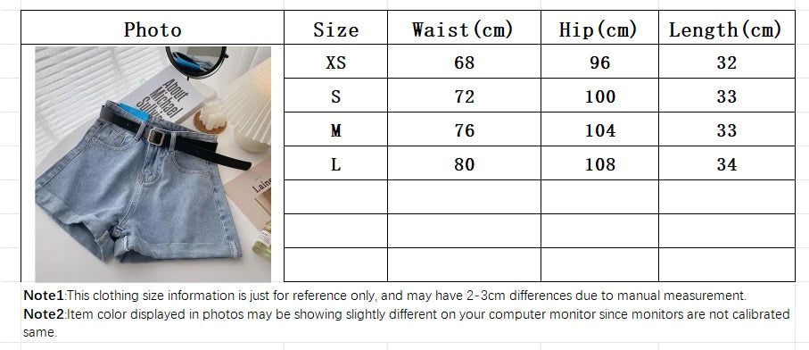 Korean Summer Wide Leg High Waist Denim Shorts With Belt Women Fashion Pocket Hot Pants Streetwear Casual Cowboy Jeans Shorts