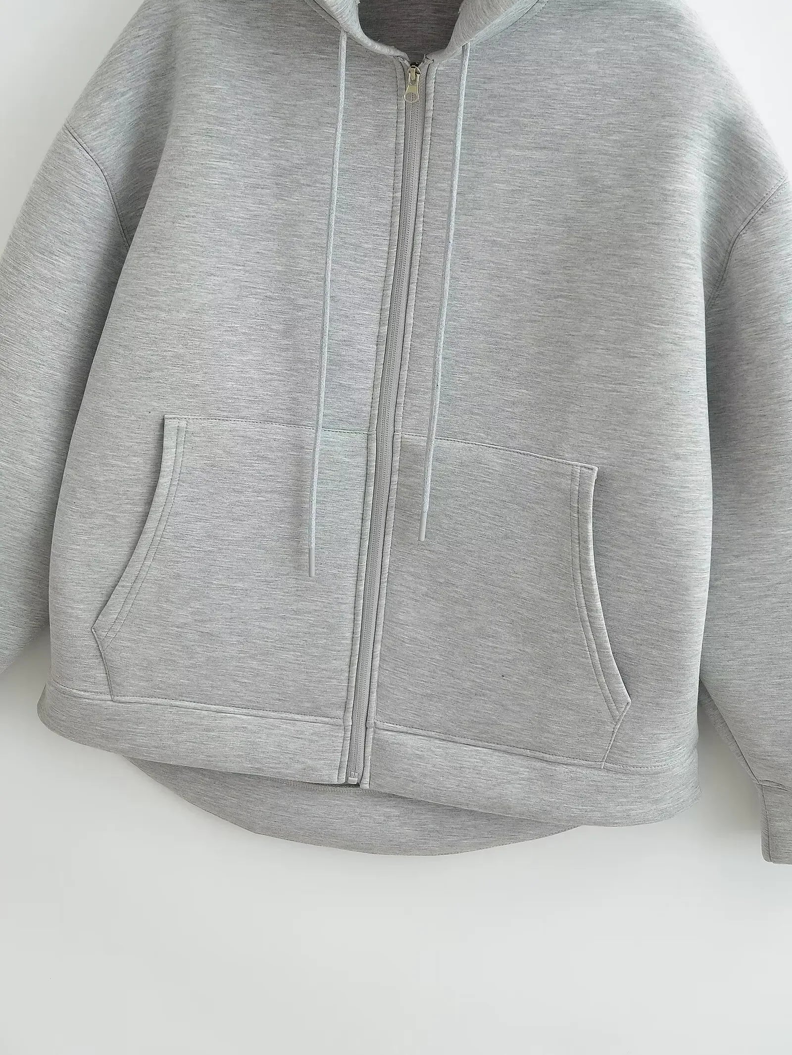 HH Autumn Women Casual Hooded Jacket Loose Oversize Zipper Hoodie Sweatshirts Solid Coat Office Lady Chic Outwear Tops