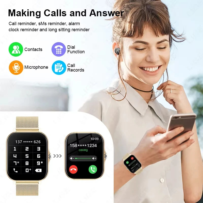 KESHUYOU New 1.83-inch Smartwatch Call Notifications Sleep Monitoring Activity Tracking Compatible with Android and iOS