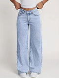 2026 New American Fashion Women's Loose Casual Wide Leg Straight Denim Jeans Baggy Streetwear Pants All Season Trousers
