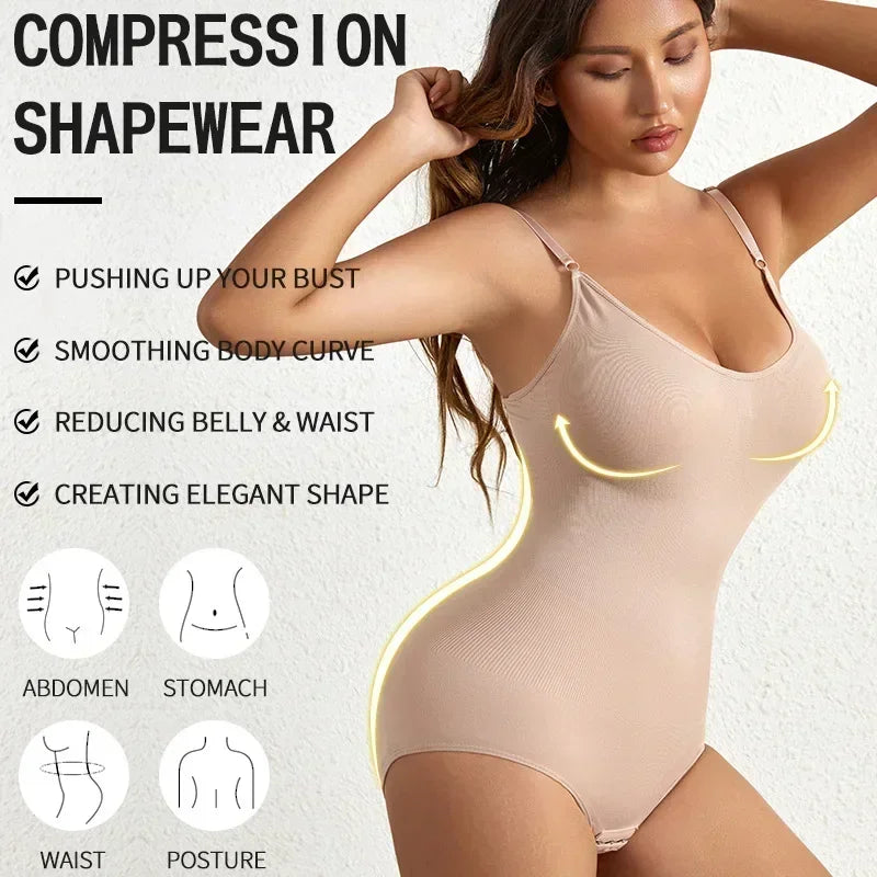 Women’s Seamless Shapewear Bodysuit – Scoop Neck, Stretch Fit