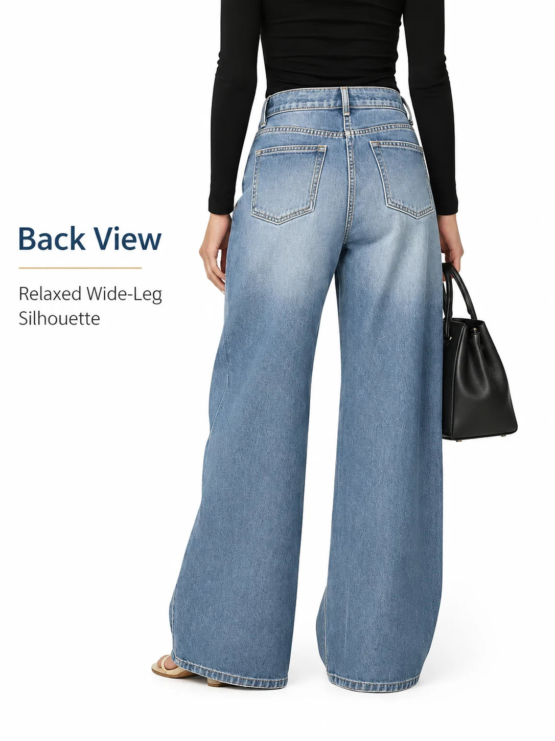 Women High Waist Wide Leg Jeans, Side Cutout Eyelet Rivet Denim Pants Loose Fit Hollow Out Flared Trousers Streetwear Fashion Baggy Jeans with Pockets